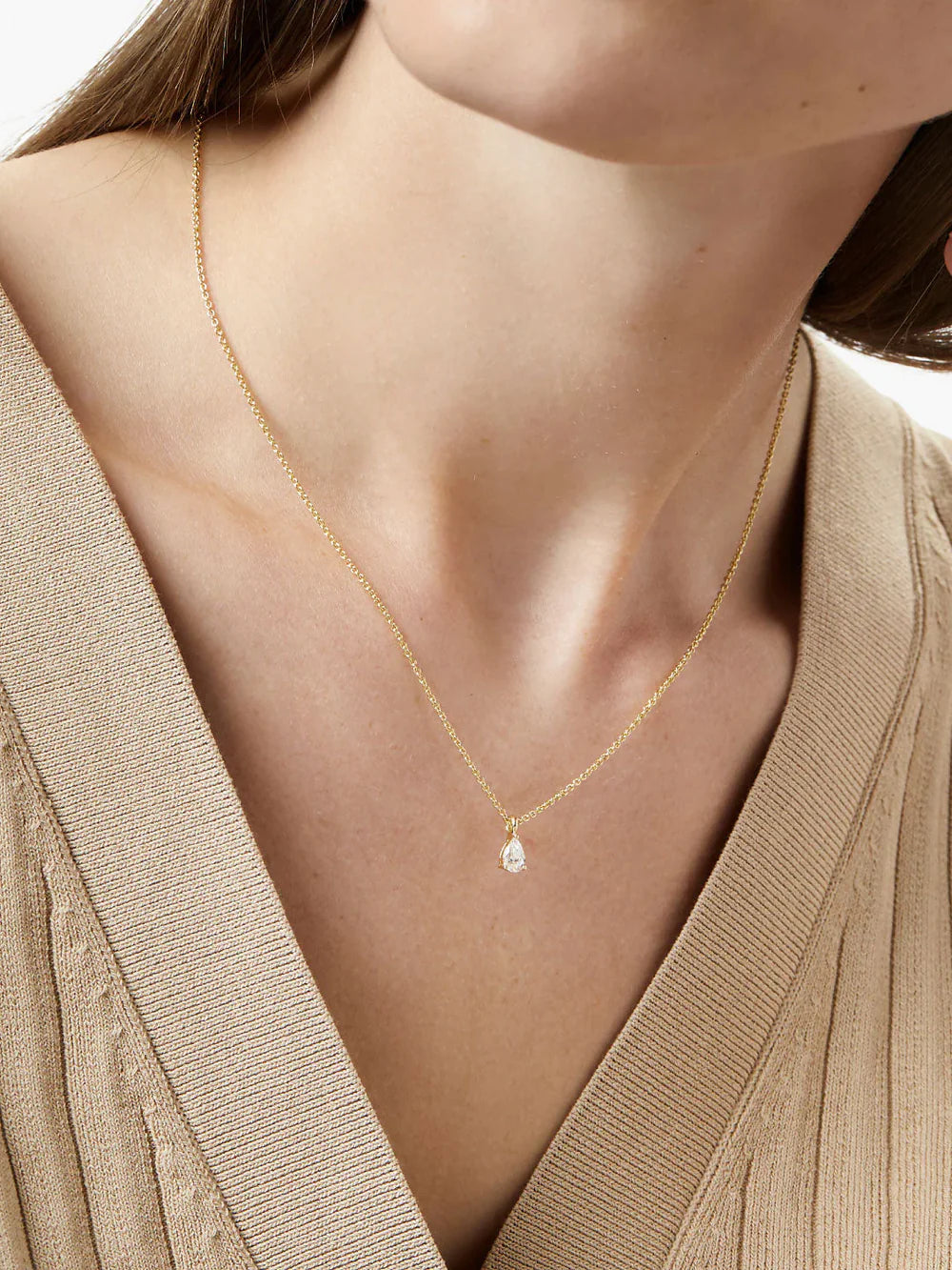Pear Solitaire Necklace