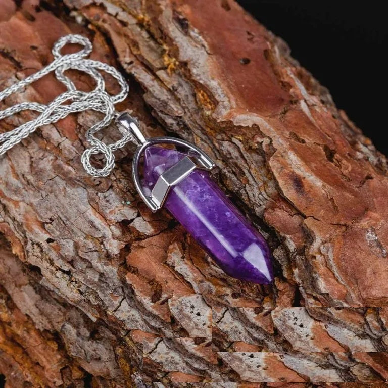 Amethyst Pen Shape Gemstone Women Pendant