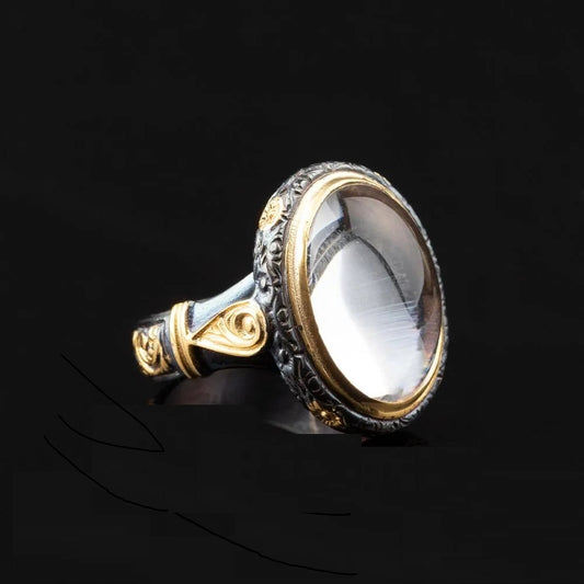 Dur Al Najaf Gold Plated Oxidized Silver Ring