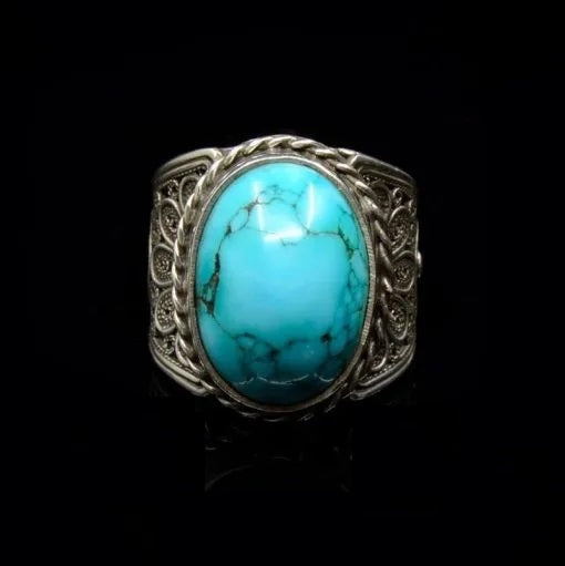 Filigree Silver Turquoise Handmade Silver Ring