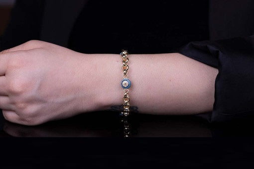 Evil Eye Mix Zircon Gold Plated Bracelet For Women