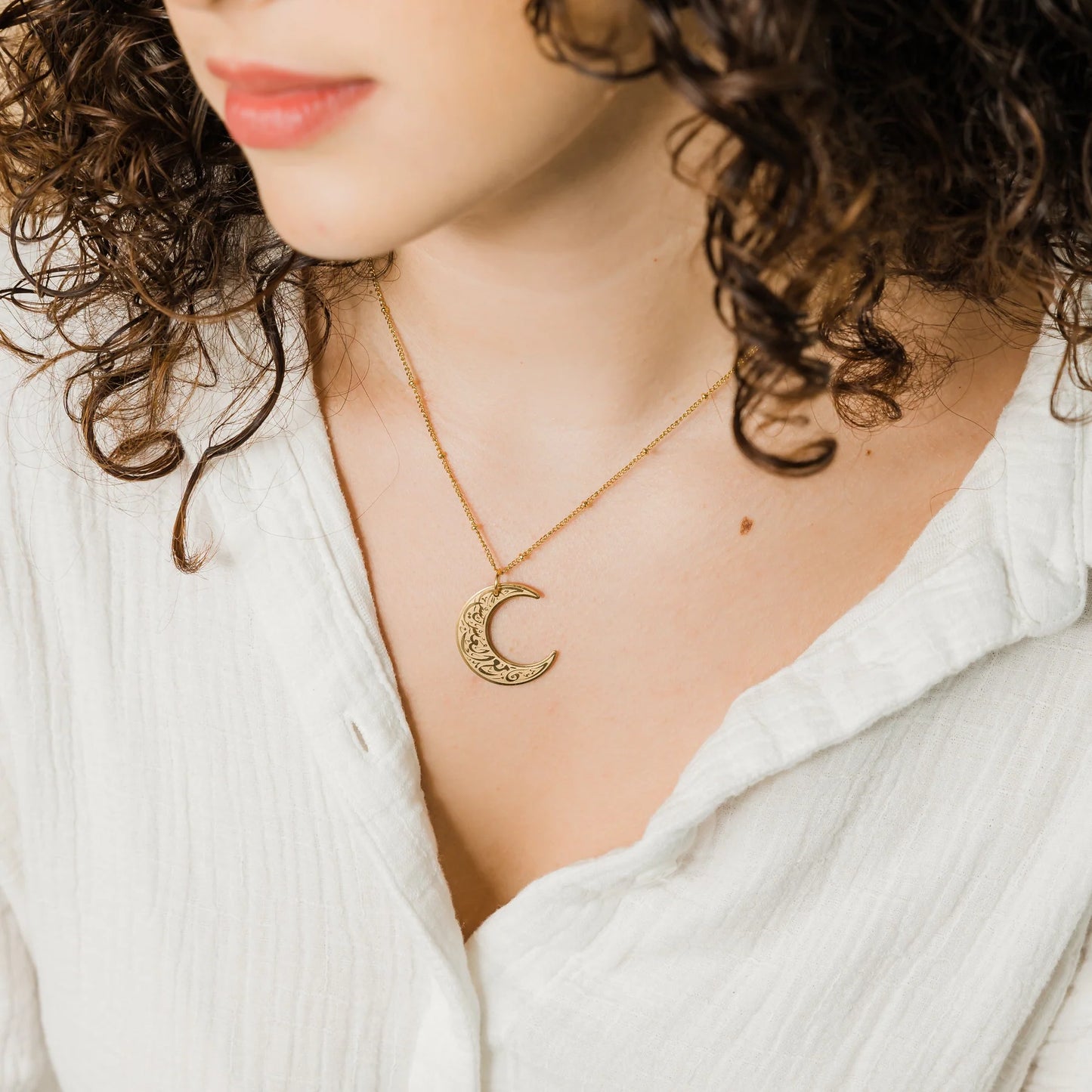 With Hardship Comes Ease Crescent Necklace