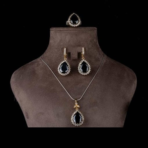 Hurrem Sultan Black Zircon Three Pieces Set