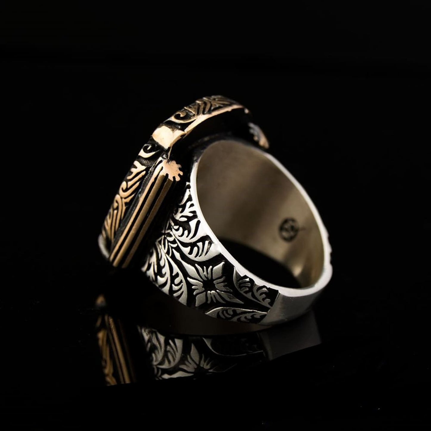 Seal of Prophet Muhammad Green Mina Silver Ring