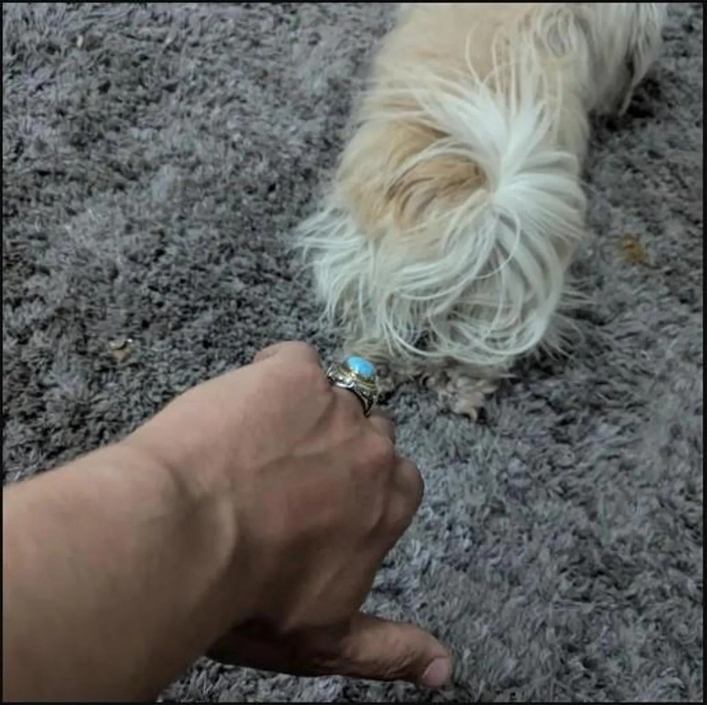 Natural Larimar Gemstone Two Tone Ring