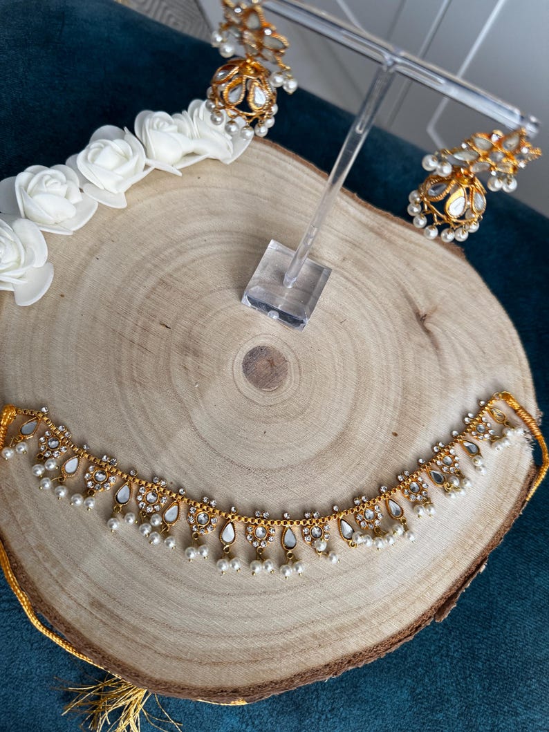 Kundan Mirror Work Necklace and Earrings Set