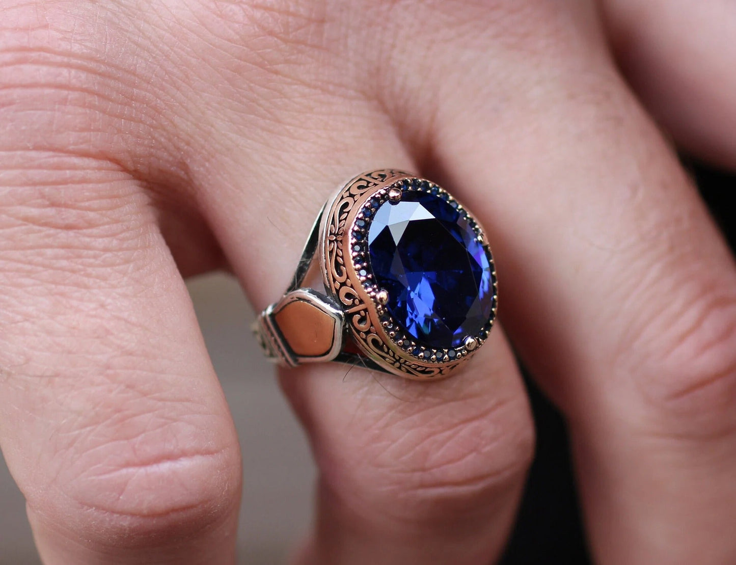 Mens Sapphire Handmade Ring