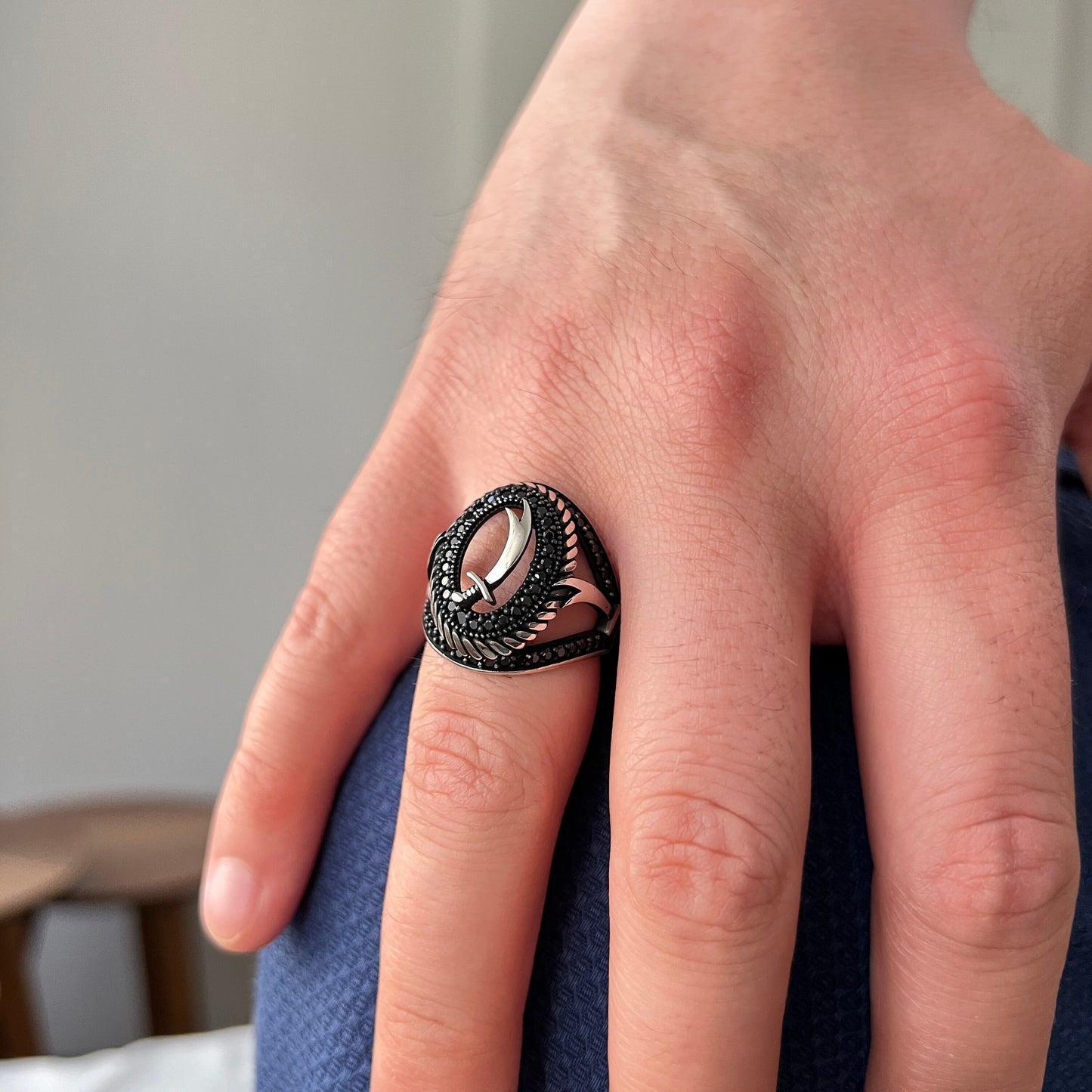 Zircons Solid 925 Sterling Silver Men's Ring