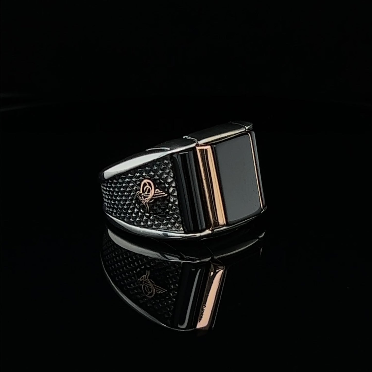 Black Gemstone Custom Sterling Silver Ring