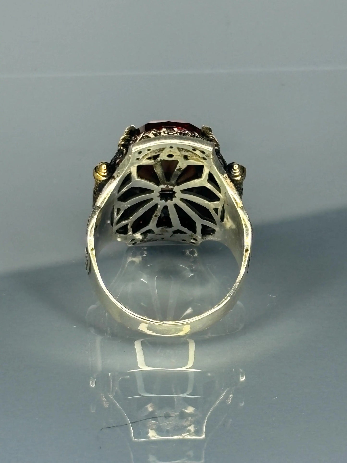 Turkish Handmade Sterling Silver Ruby Stone Men Ring Most Loved