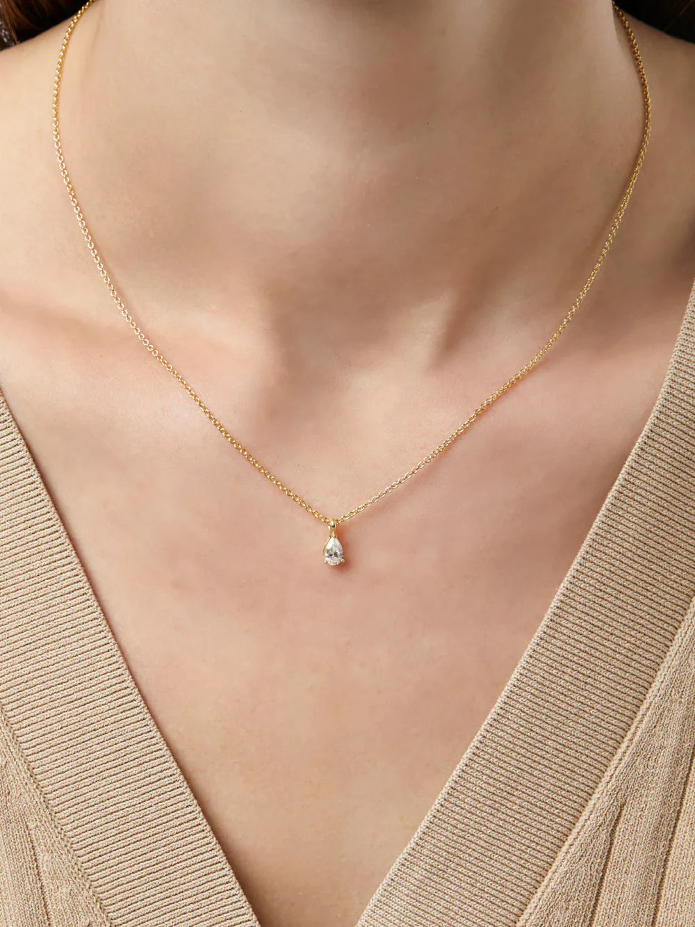 Pear Solitaire Necklace