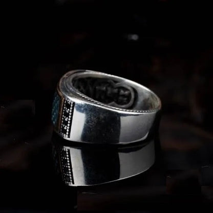 Elegant Cut Ice Blue Carbon Silver Ring