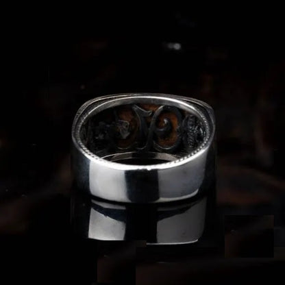 Elegant Cut Ice Blue Carbon Silver Ring