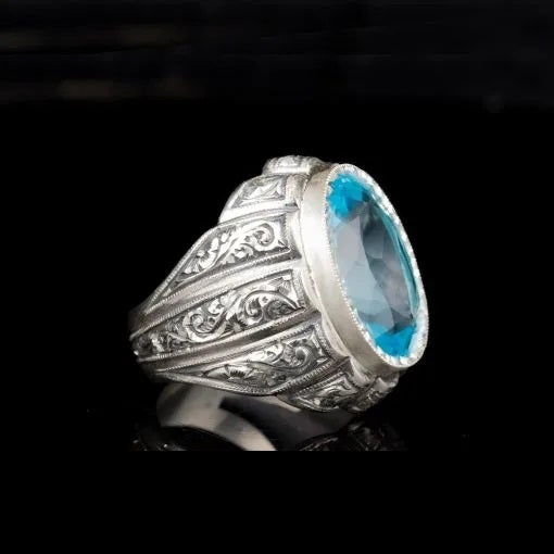 One of a Kind Blue Topaz Silver Ring No2