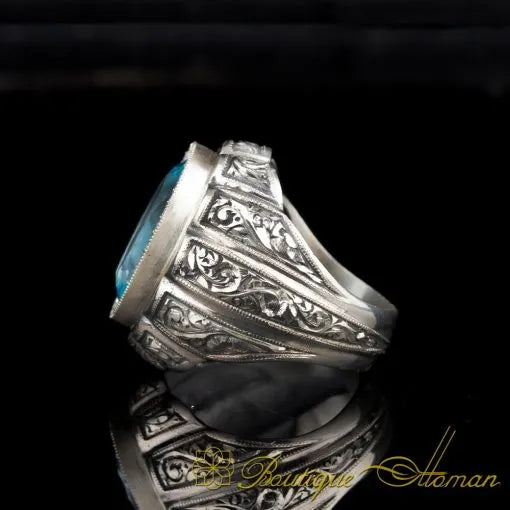 One of a Kind Blue Topaz Silver Ring No2