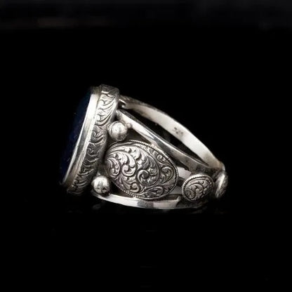 One of a Kind Blue Sapphire Silver Ring No7