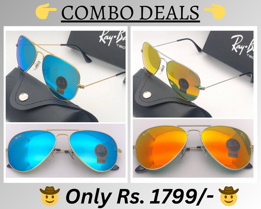 RAY-BAN New Top Trending Men's Pack Of 2 Combo Hot Favourite Wintage Sunglass For Unisex.