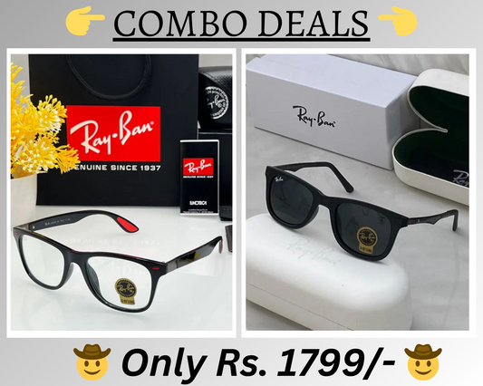 RAY-BAN New Top Trending Men's Pack Of 2 Combo Hot Favourite Wintage Sunglass For Unisex.