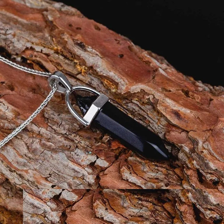 Black Onyx Pen Shape Gemstone Women Pendant