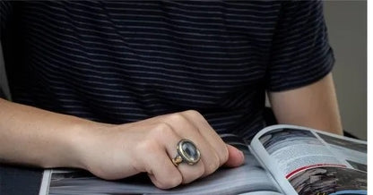 Dur Al Najaf Gold Plated Oxidized Silver Ring