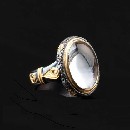 Dur Al Najaf Gold Plated Oxidized Silver Ring
