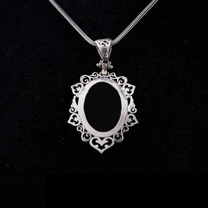 Handmade Black Aqeeq Silver Pendant
