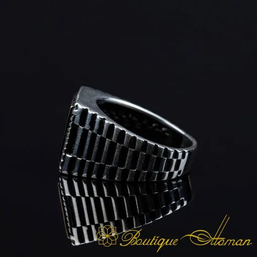 Square Black Onyx Elegant Silver Ring