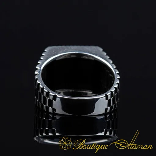 Square Black Onyx Elegant Silver Ring