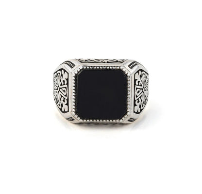 Turkish Style Ring with Natural Black Onyx