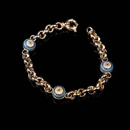 Evil Eye Mix Zircon Gold Plated Bracelet For Women