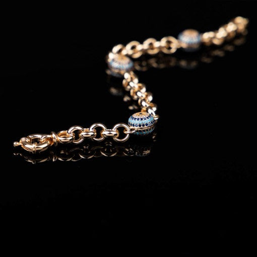 Evil Eye Mix Zircon Gold Plated Bracelet For Women