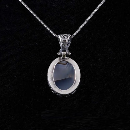 Rare Yemeni Aqeeq Oval Silver Pendant