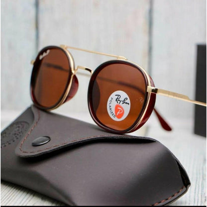 RAY-BAN Brown & Gold 4612 Round Side Cap Causal All Suitable Sunglass For Men Women.