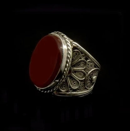 Filigree Silver Turquoise Handmade Silver Ring