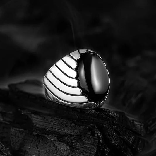 CAT EYE WAVES MEN'S RING - 925 SILVER