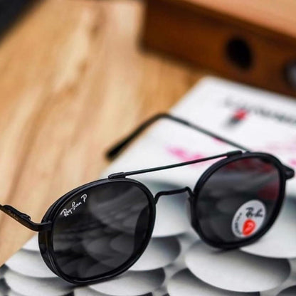 RAY-BAN Black & Black 4612 Round Side Cap Causal Free All Suitable Sunglass For Men Women.