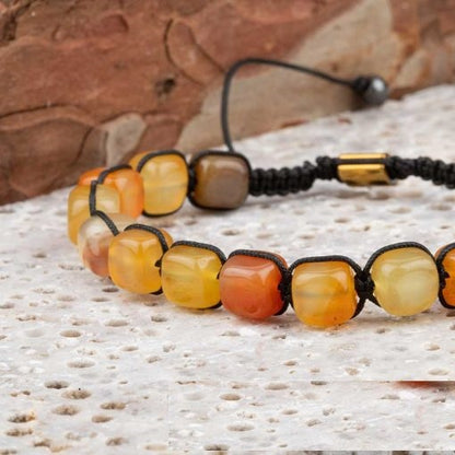 Yellow Agate Adjustable Beaded Bracelet