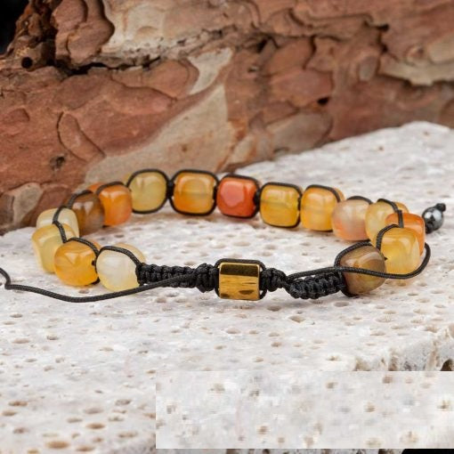 Yellow Agate Adjustable Beaded Bracelet