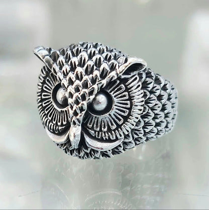 Owl Ring, 925 Sterling Silver Unisex Ring