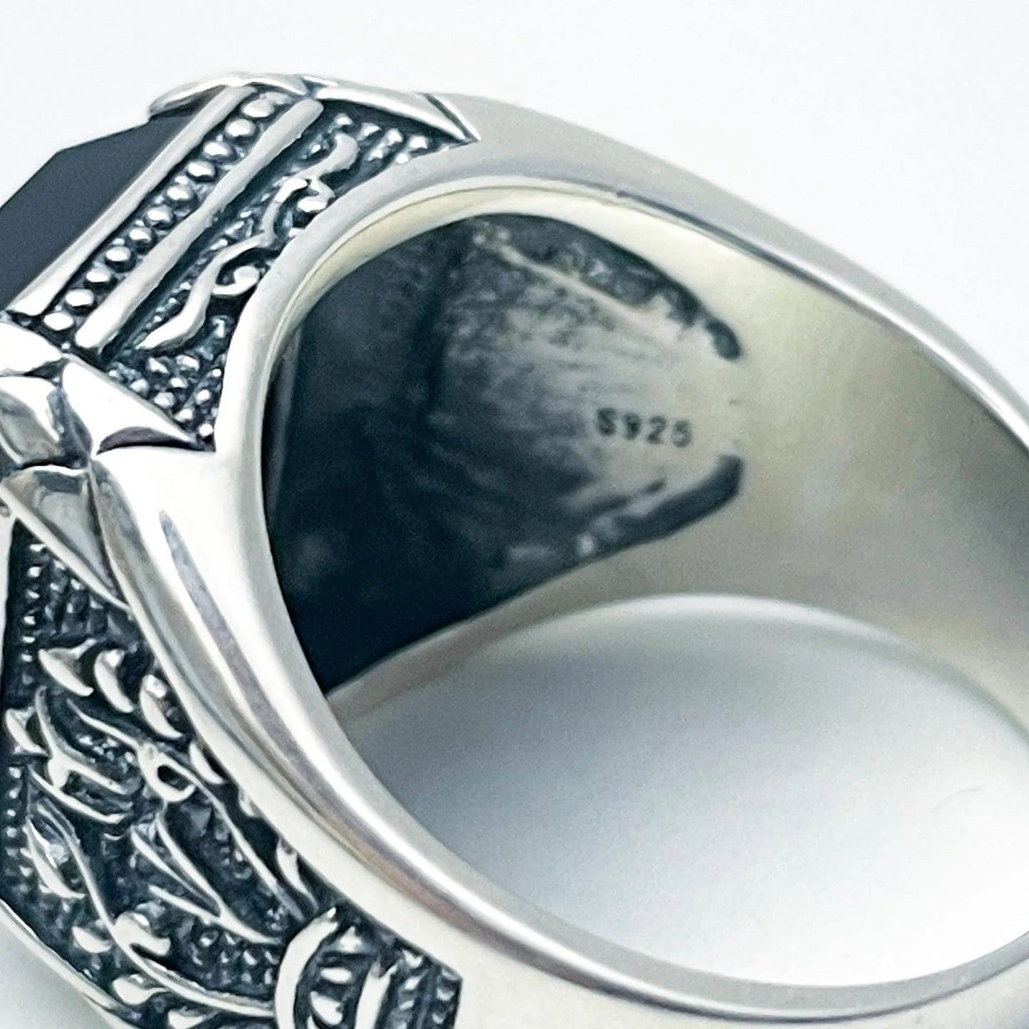 Sterling Silver Black Zircon Ring For Men