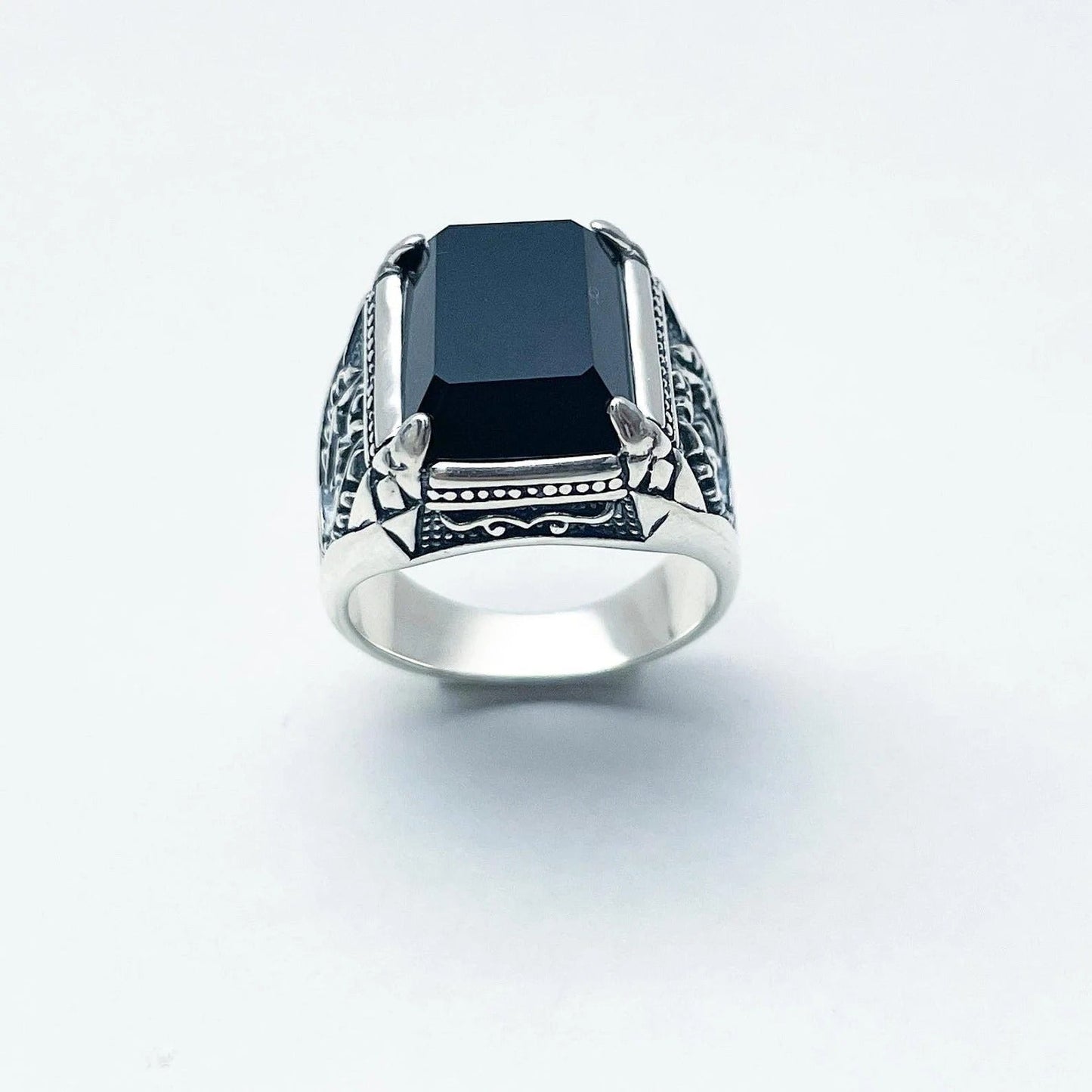 Sterling Silver Black Zircon Ring For Men