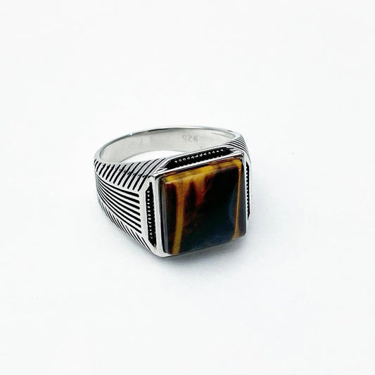 Beautiful Sterling Silver Tiger Eyes ring