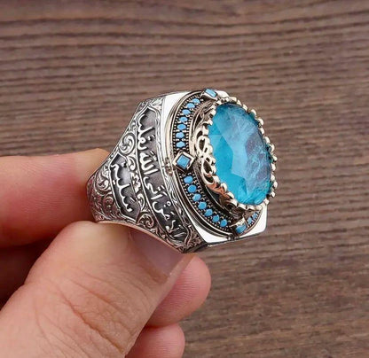 Silver Aquamarine Stone Men Ring, Most Loved