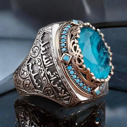 Silver Aquamarine Stone Men Ring, Most Loved