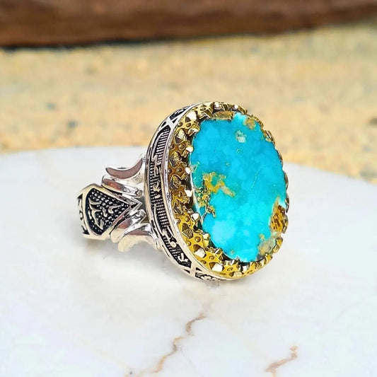 Natural Turquoise Persian Feroza Stone Ring Most Loved