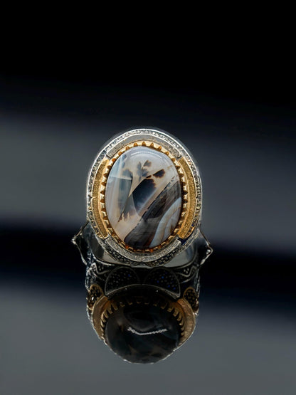 Handcrafted Luxury Men's Ring with Yemeni Agate