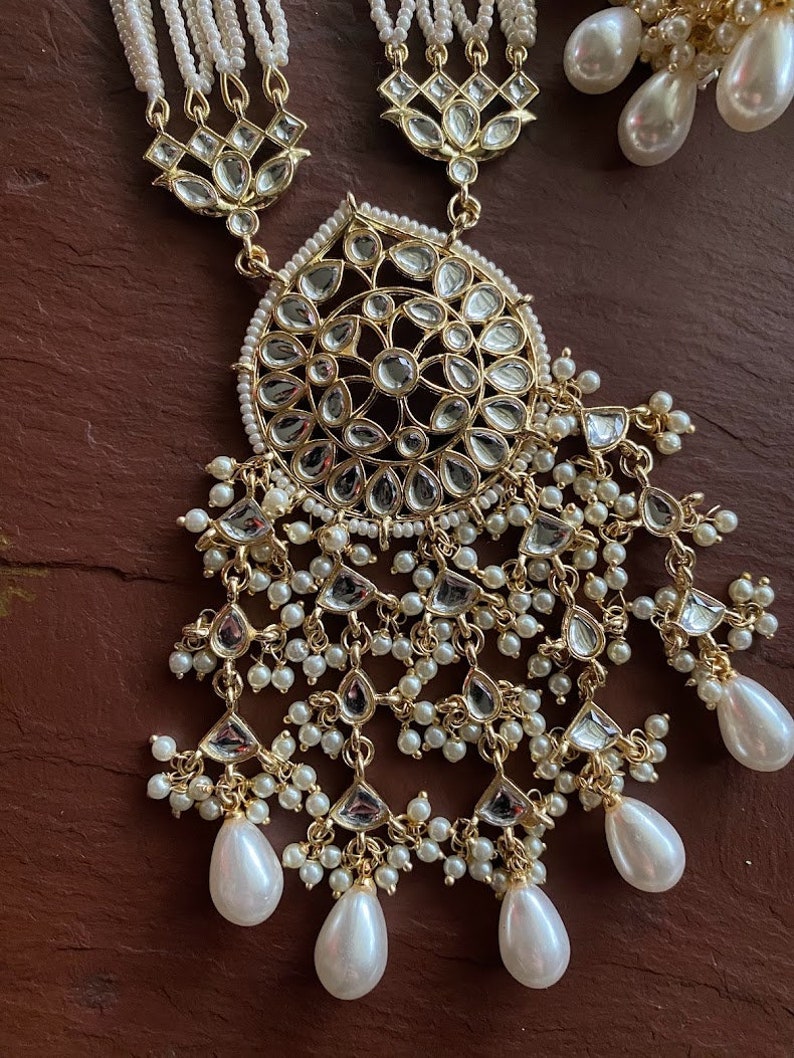 Pearl Kundan Long Necklace set