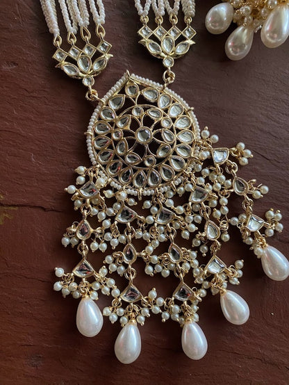 Pearl Kundan Long Necklace set