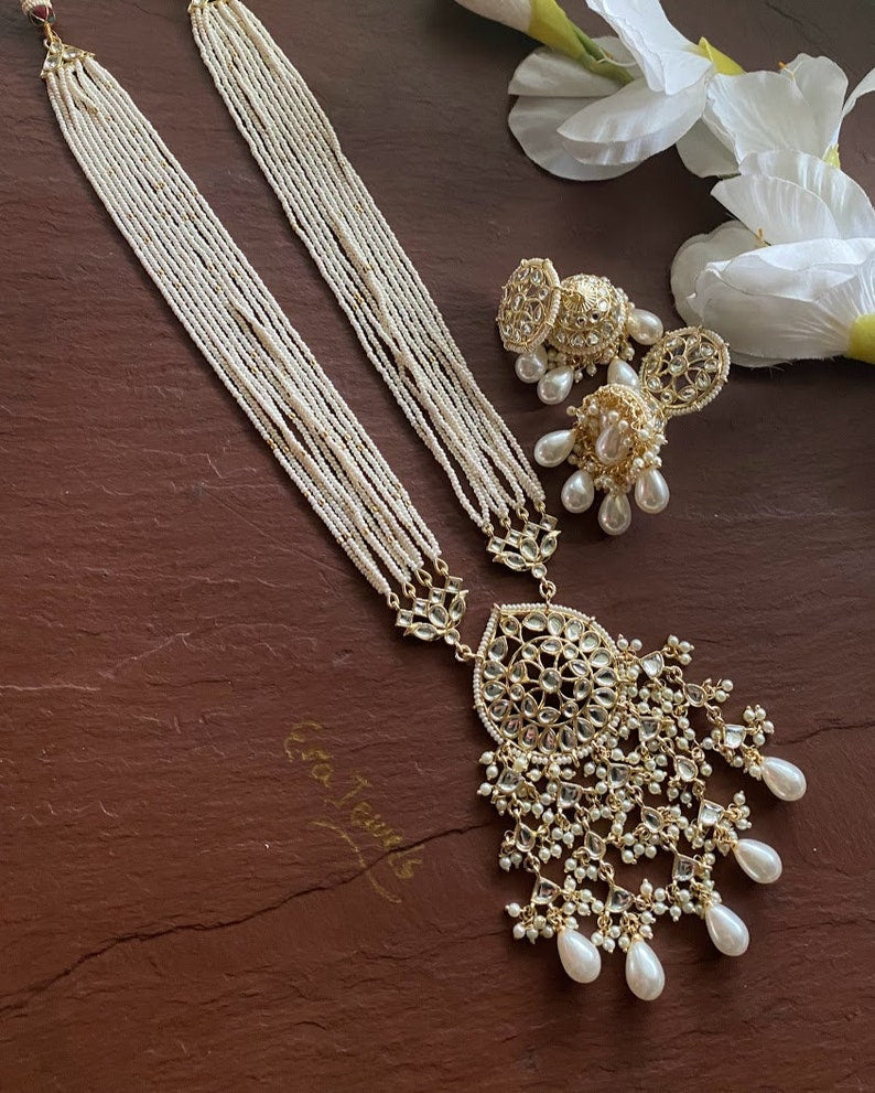 Pearl Kundan Long Necklace set