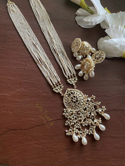 Pearl Kundan Long Necklace set